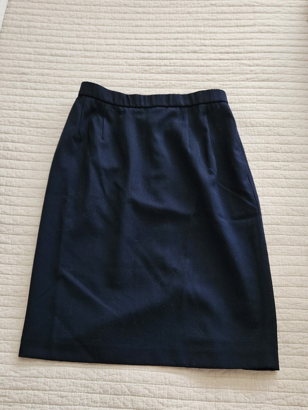 Essentials Navy Wool Pencil Skirt